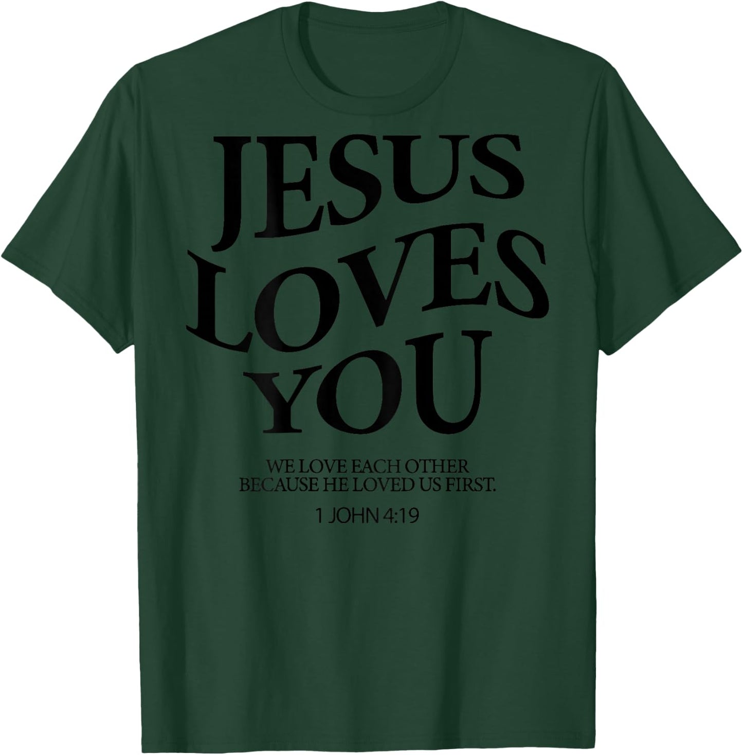 Jesus loves you, we love us (on the back) , gray T-Shirt - T-Shirt | Forest