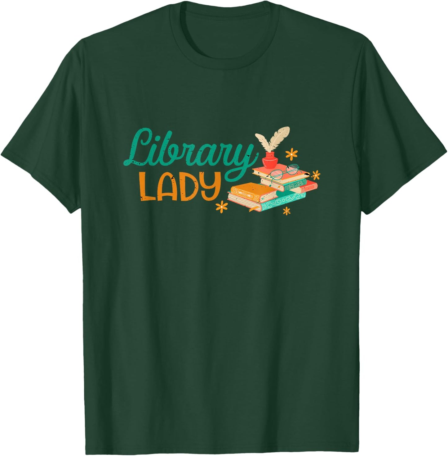 Library Carin Library Reader Book Worm T-Shirt - T-Shirt | Forest