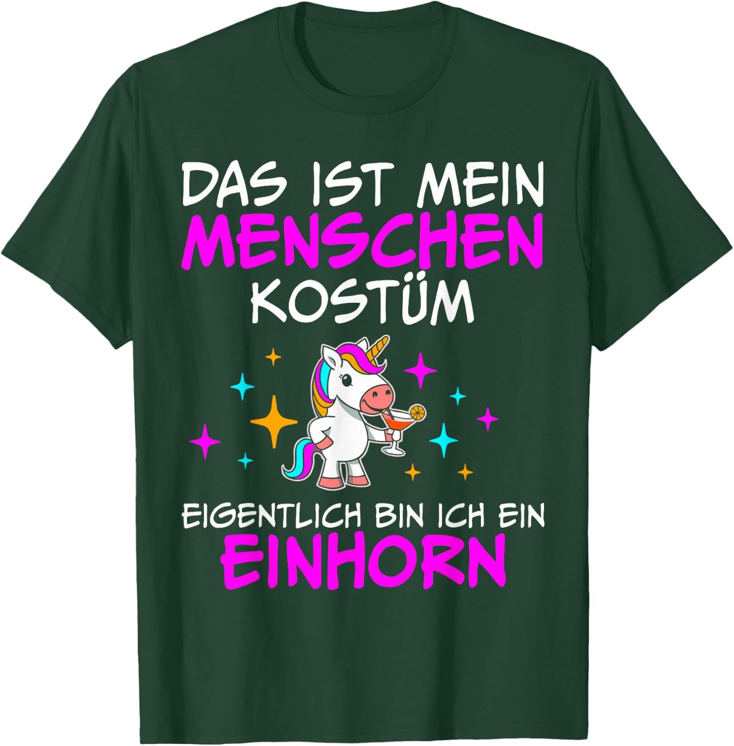 Das ist mein Menschenkostüm Eigentlich bin ich ein Einhorn , black, S T-Shirt - T-Shirt | Forest