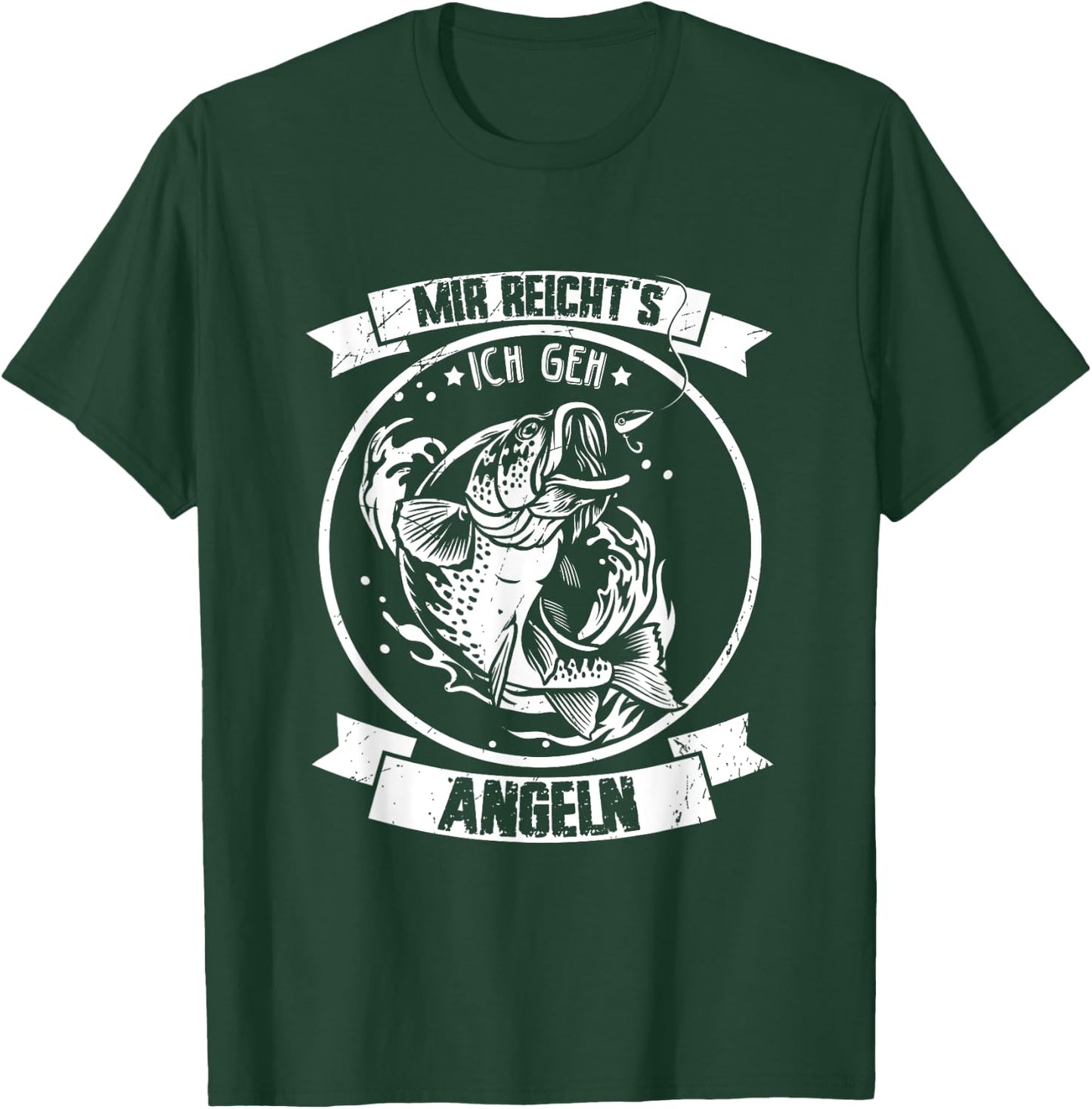 Mir reichts ich geh Angeln Fischen Fischer Angler - Mir reichts ich geh Angeln Shirts & co. - Herren - Schwarz - S - Kurzarm - Klassische Passform - 100% Polyester - Fishing T-Shirt - T-Shirt | Forest