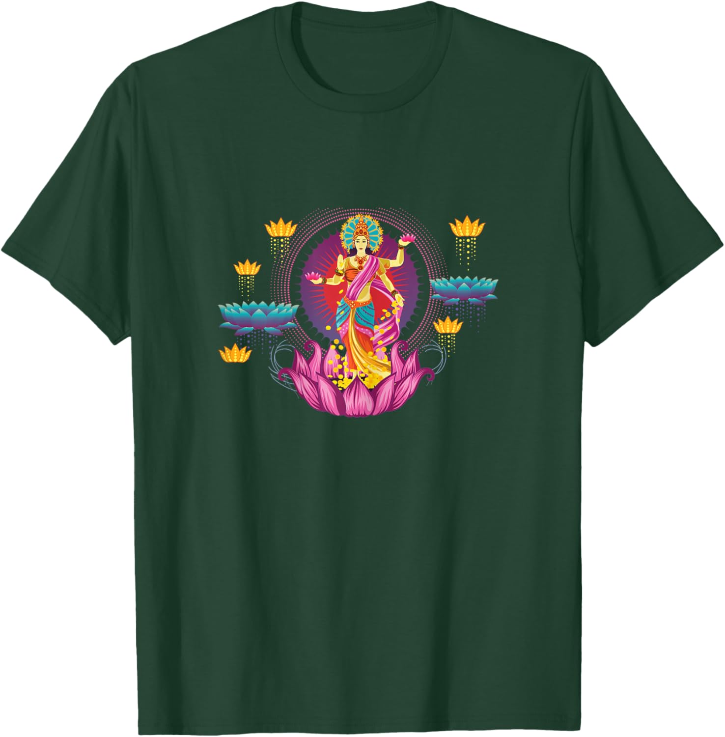 Beautiful Lakshmi Shirt Hindu Goddess of Wealth & Prosperity T-Shirt - T-Shirt | Forest