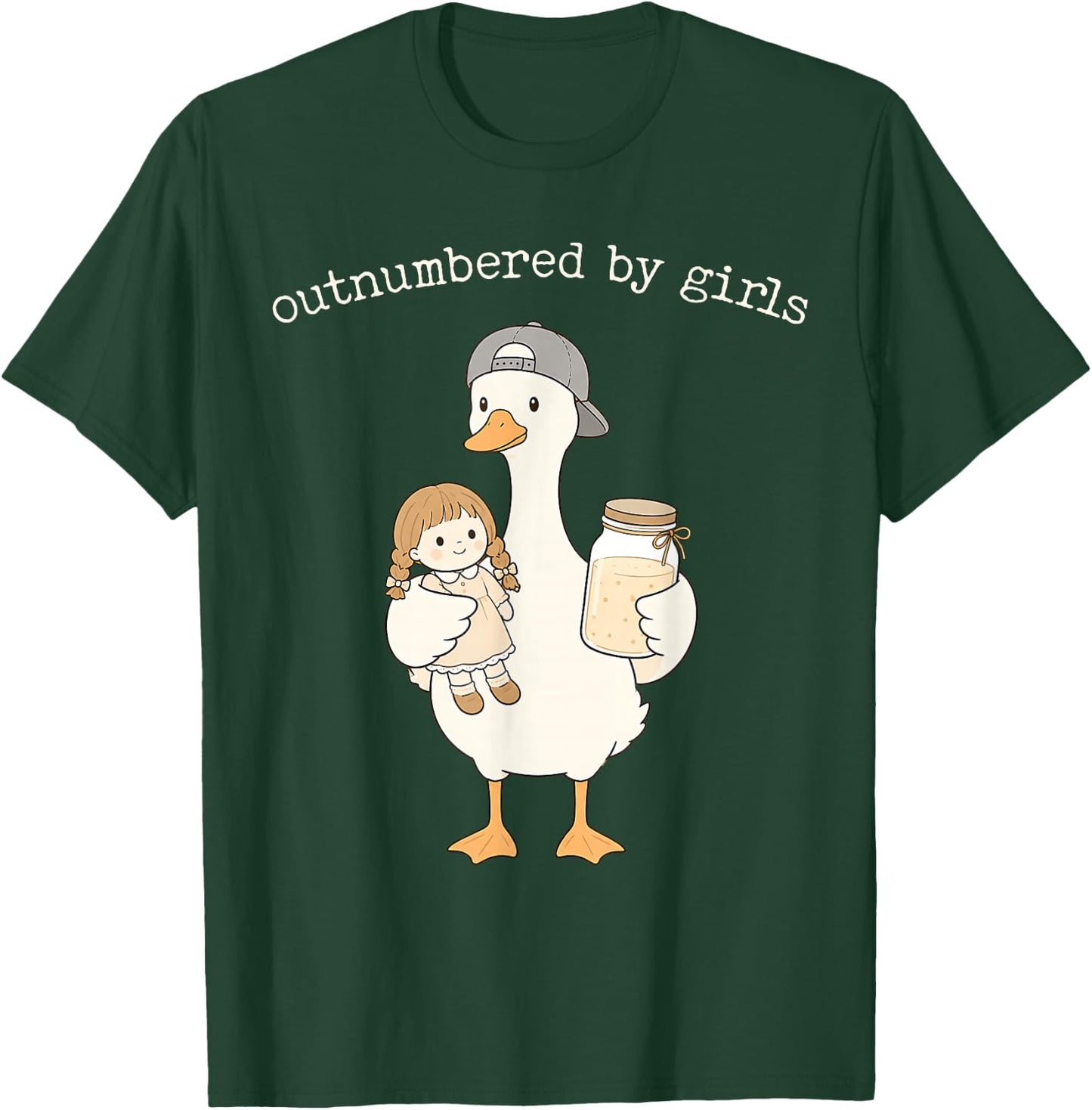 Outnumbered By Girls Funny Dad of Daughters Father's Day T-Shirt - T-Shirt | Forest