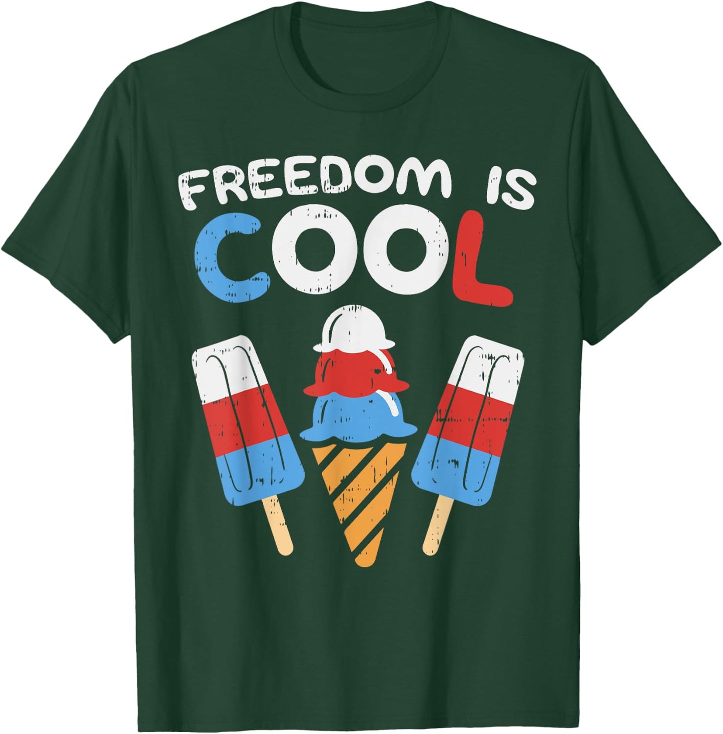 Freedom Is Cool Ice Cream Funny USA 4th of July Party Food T-Shirt - T-Shirt | Forest