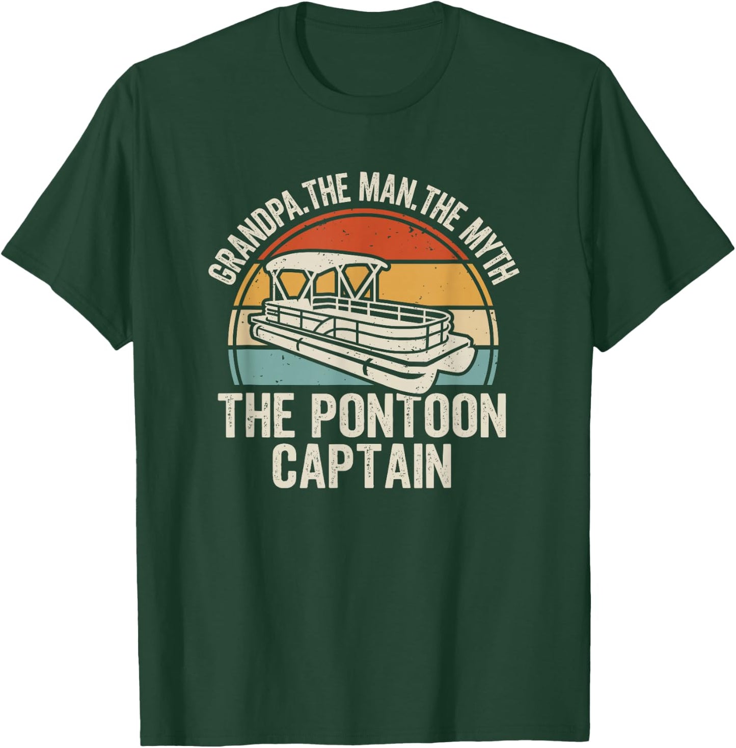 Grandpa Man Myth Pontoon Boat Captain T-Shirt - T-Shirt | Forest