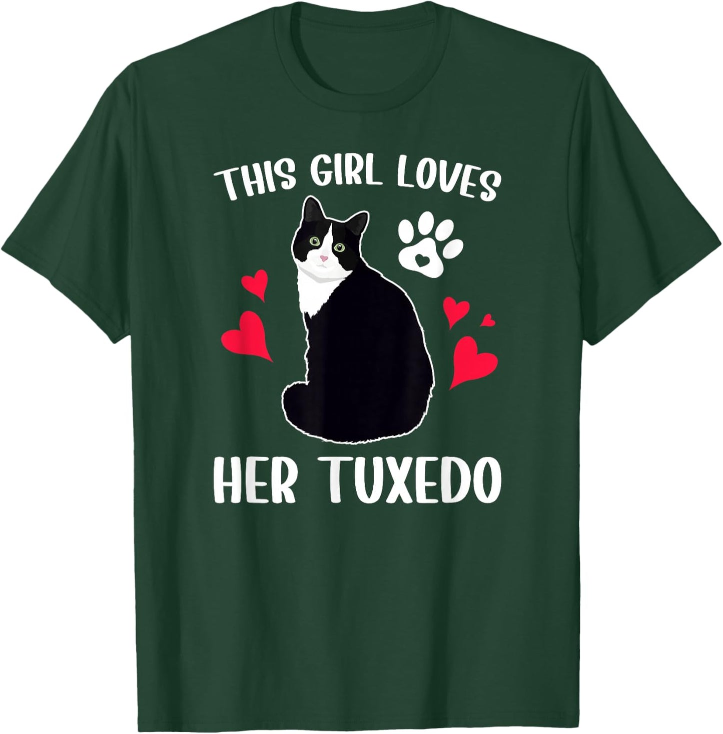 Girl Loves Tuxedo Cat Mom Tuxedo Cat Owner Tuxedo Cat Lover T-Shirt - T-Shirt | Forest