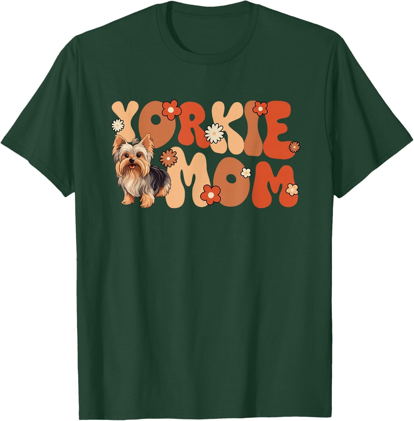 Yorkshire Terrier Groovy World's Best Yorkie Mom T-Shirt - T-Shirt | Forest