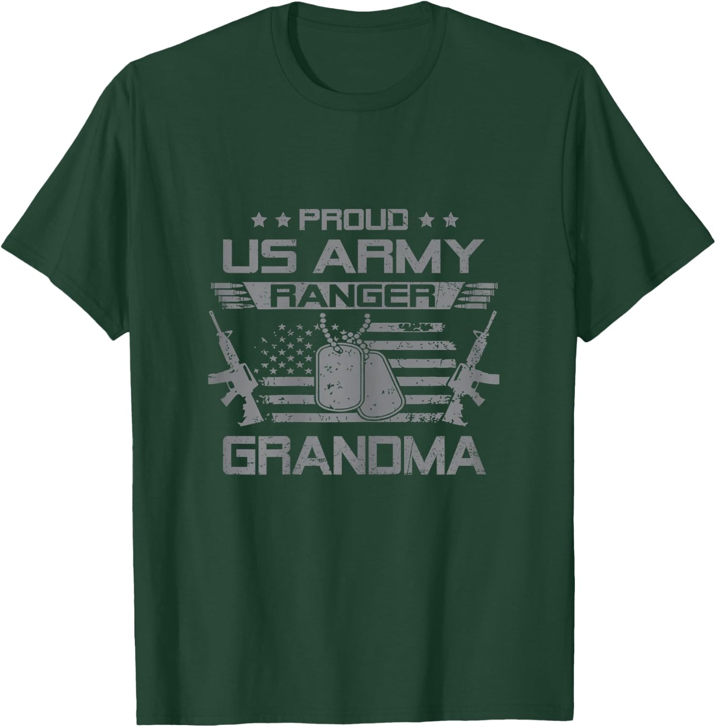Proud US Army Ranger Grandma Flag American USA Military T-Shirt - T-Shirt | Forest