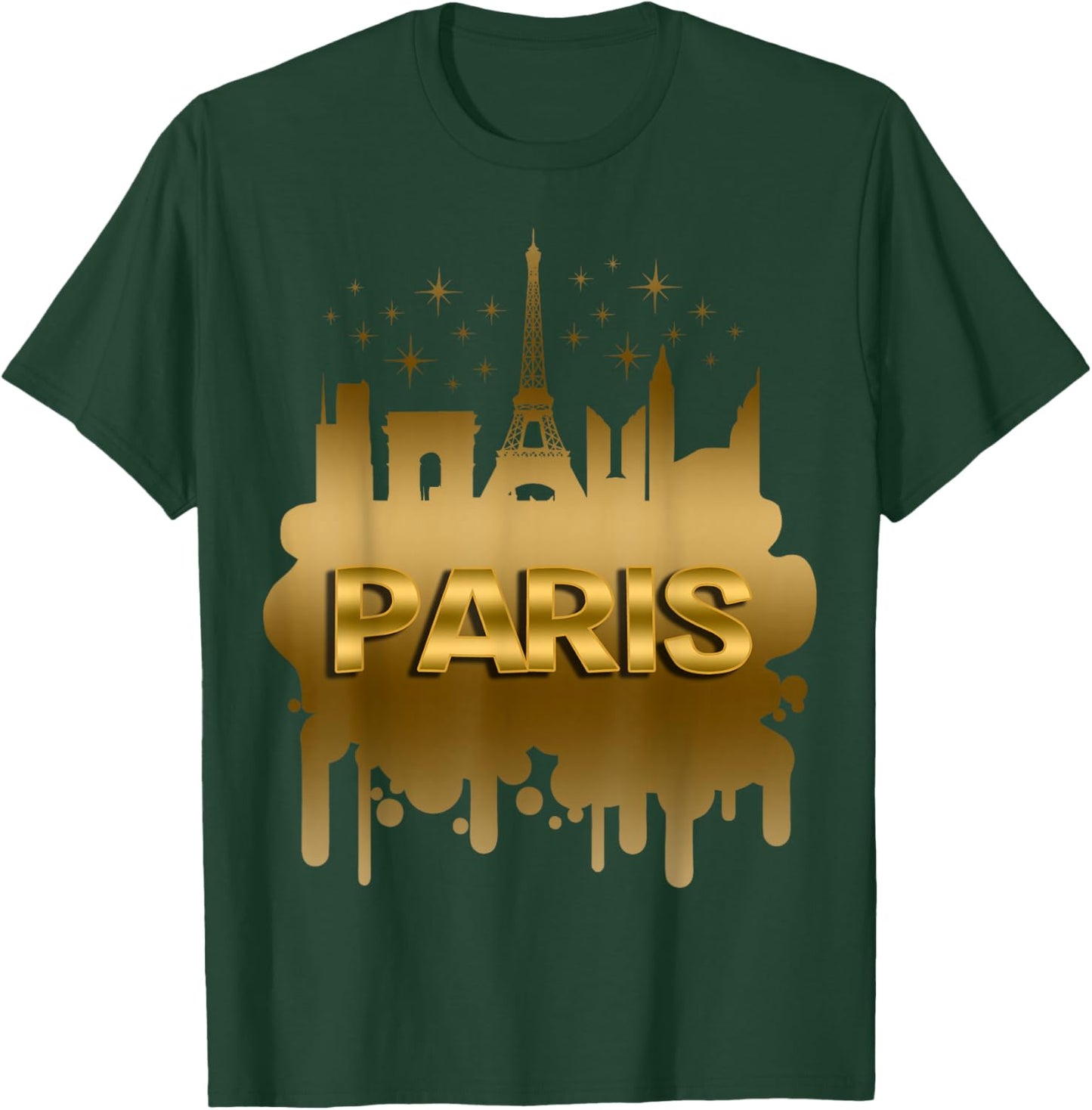 Vintage Metallic Gold Paris T Shirt, France Holiday Gift T-Shirt - T-Shirt | Forest