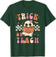 Groovy Halloween Trick or Teach Retro Floral Ghost Teacher Men Women T-Shirt - T-Shirt | Forest