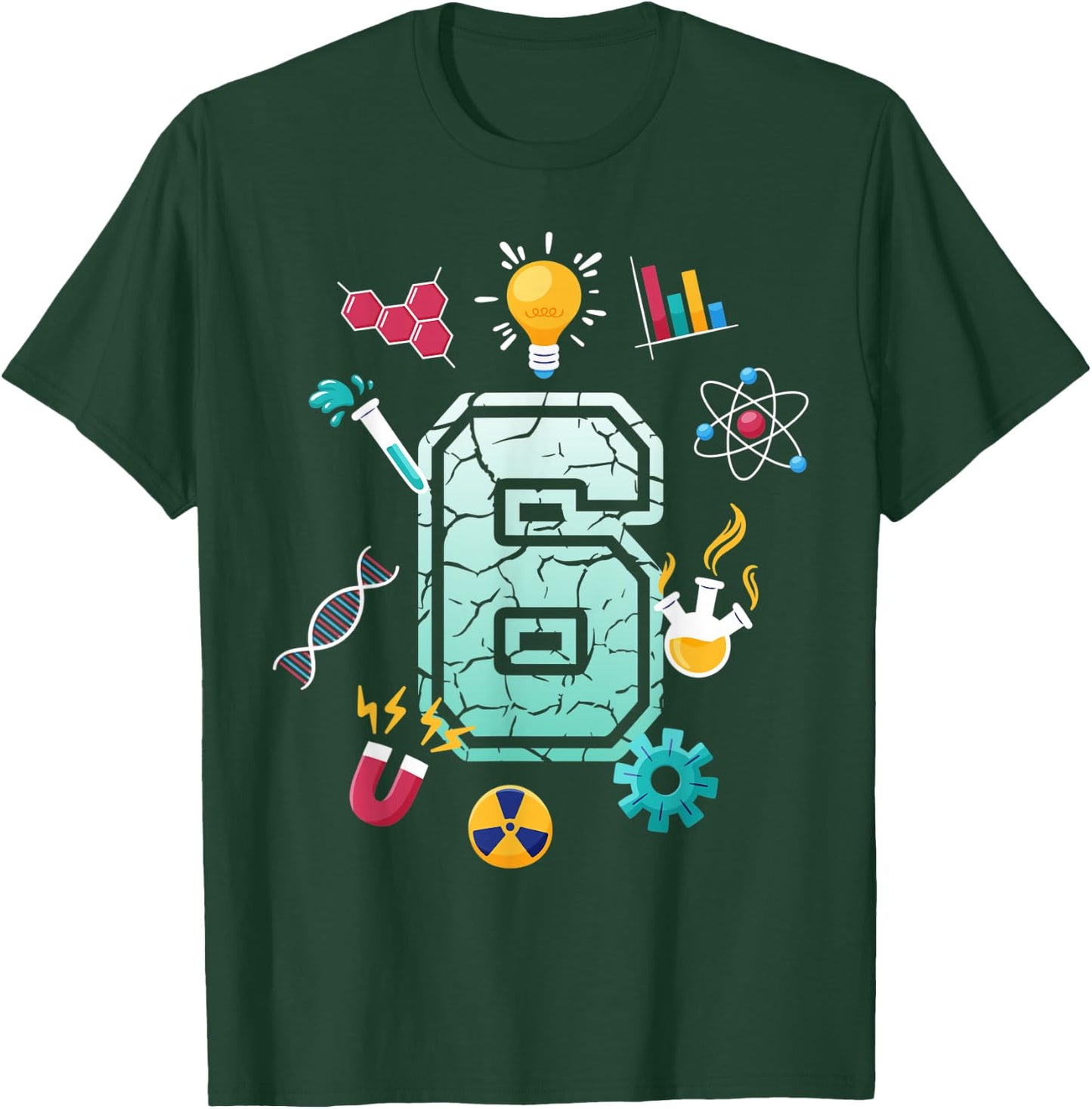 Science 6 Year Old Birthday School Party Scientific Matching T-Shirt - T-Shirt | Forest