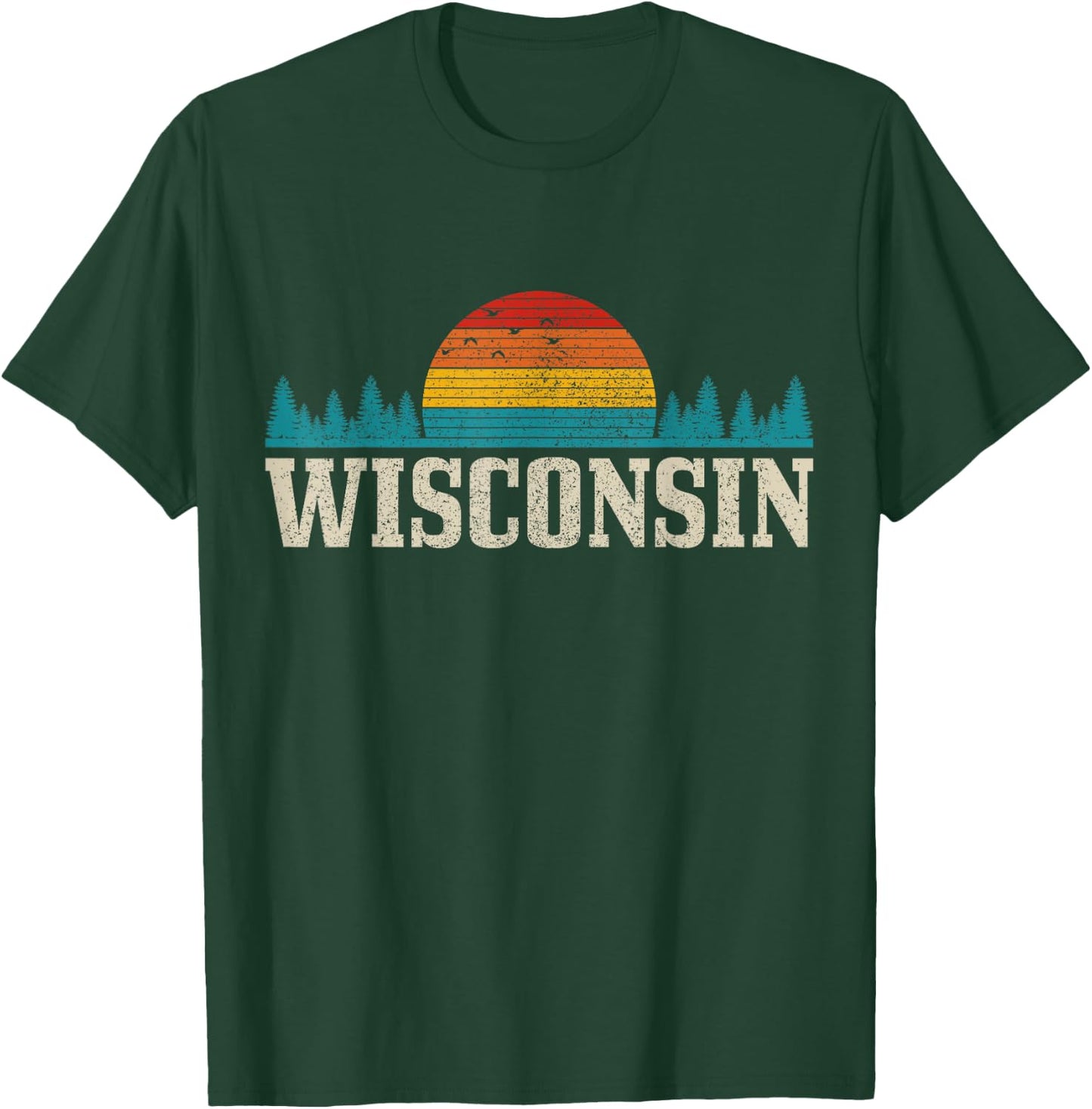Wisconsin Vintage USA America Souvenir T-Shirt - T-Shirt | Forest