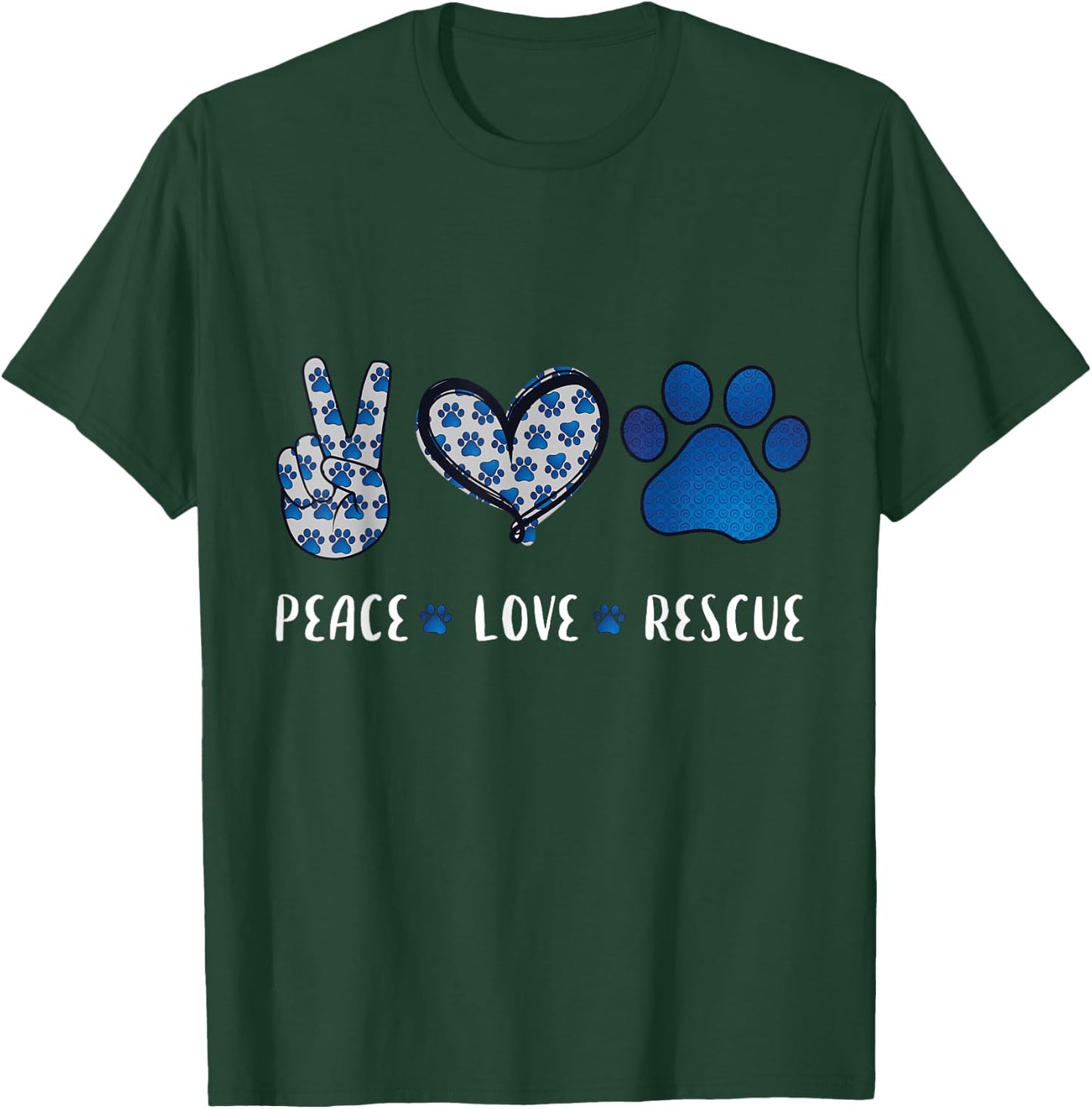 Peace Love dog cat rescue pets gifts women vet tech T-Shirt - T-Shirt | Forest