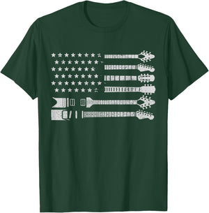 Patriotic Guitar Player Gifts & Apparel Co. American Flag Guitarist Vintage Black -Adults Classic Fit T-Shirt - T-Shirt | Forest