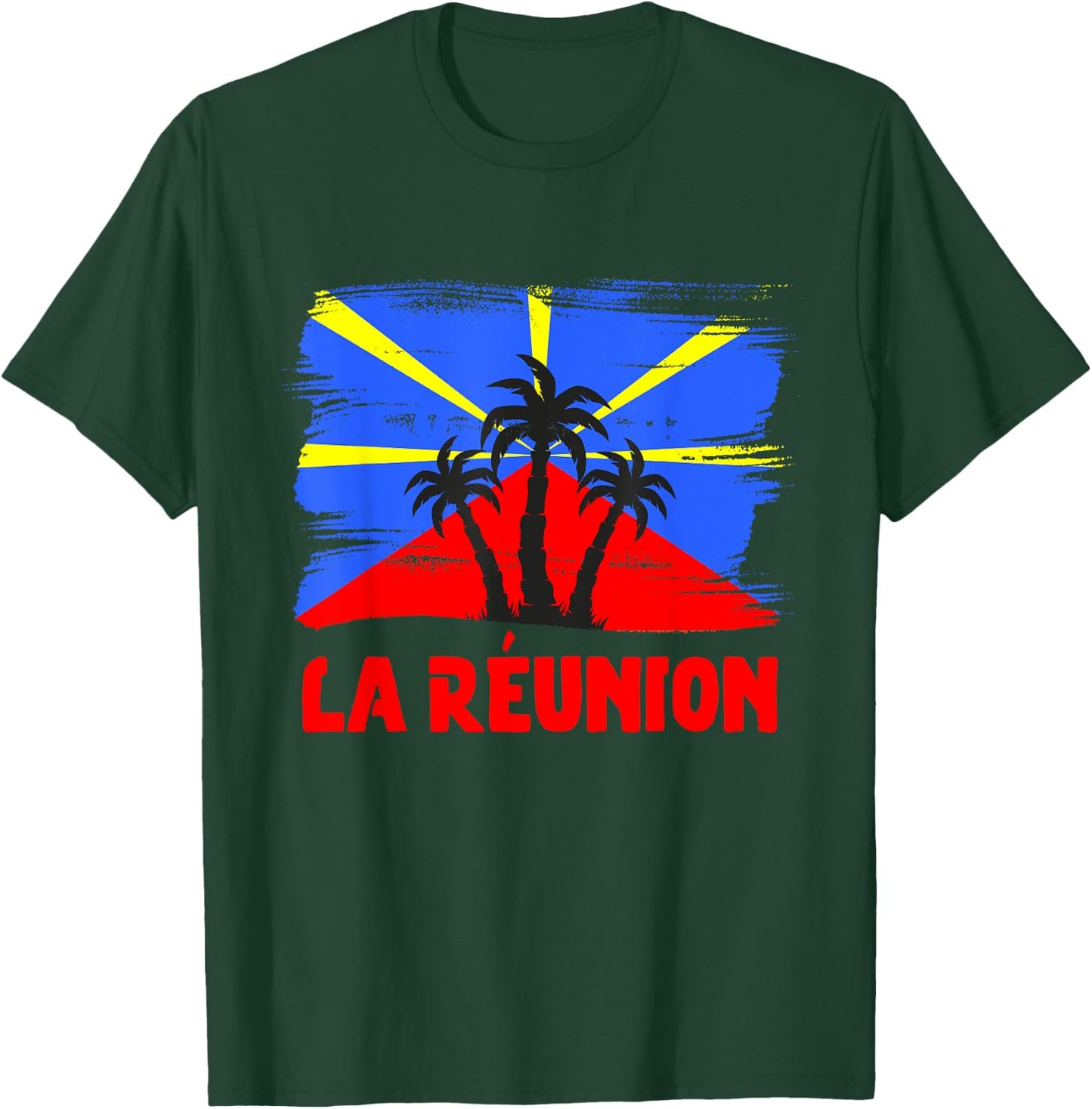 Reunion Island Flag Reunion Reunion Island Vintage , Black, S T-Shirt - T-Shirt | Forest