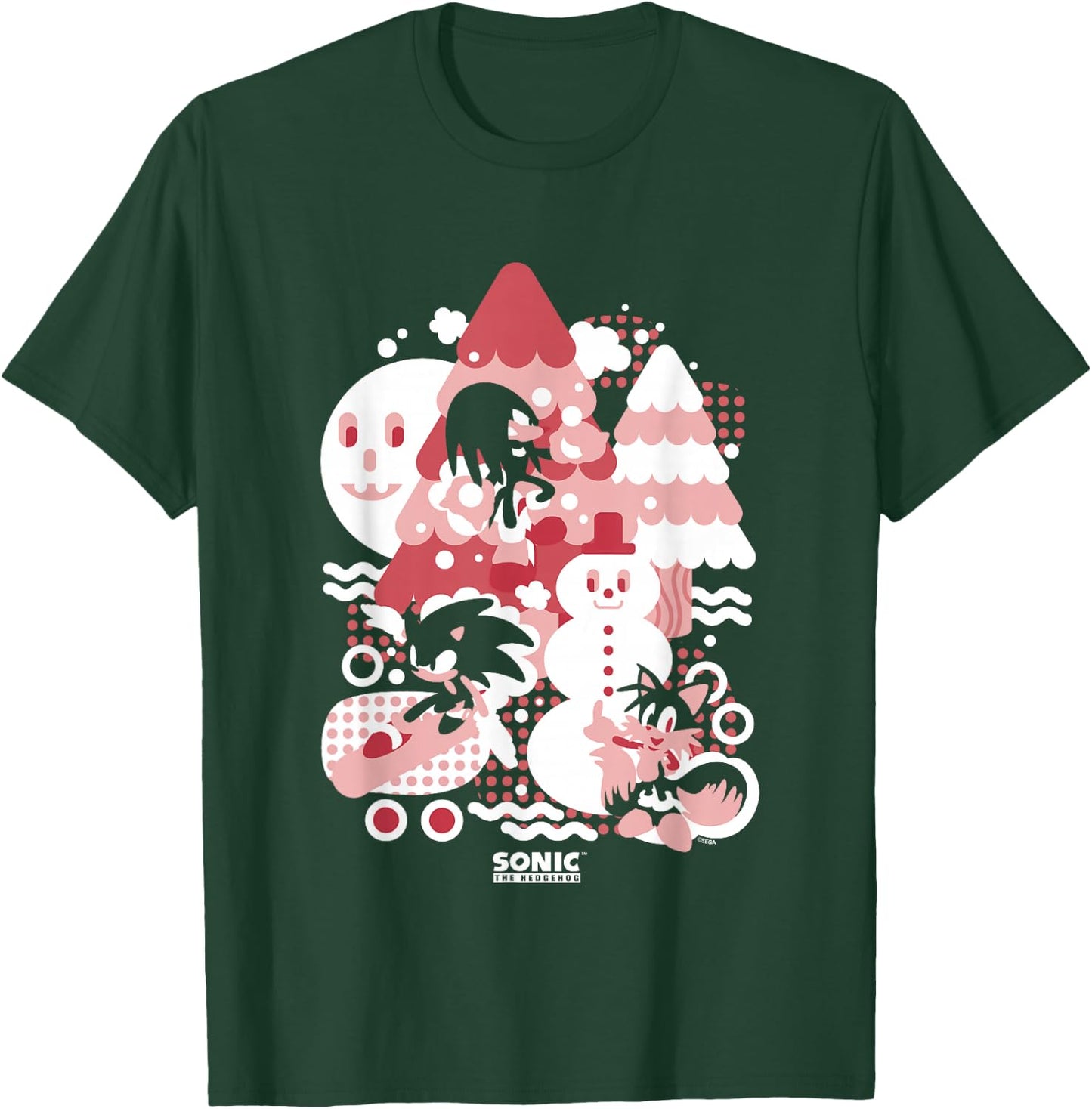 Sonic The Hedgehog Christmas Sonic Tails Knuckles Winter Fun T-Shirt - T-Shirt | Forest