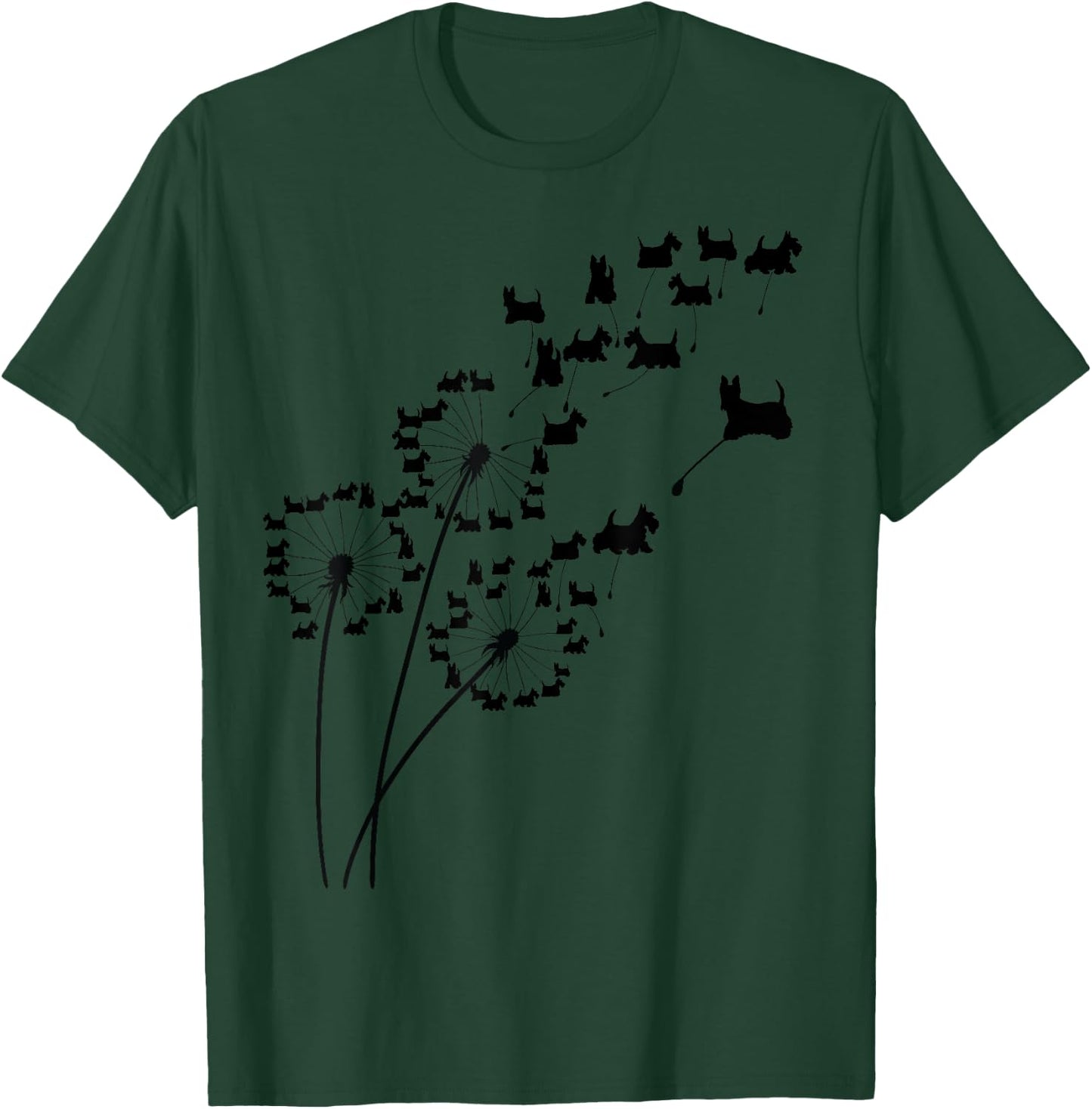 Dandelion Scottie Flower, Floral Scottish Terrier Tree T-Shirt - T-Shirt | Forest