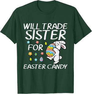 Kids Will Trade Sister For Easter Candy Funny Family Boys Kids T-Shirt - T-Shirt | Forest