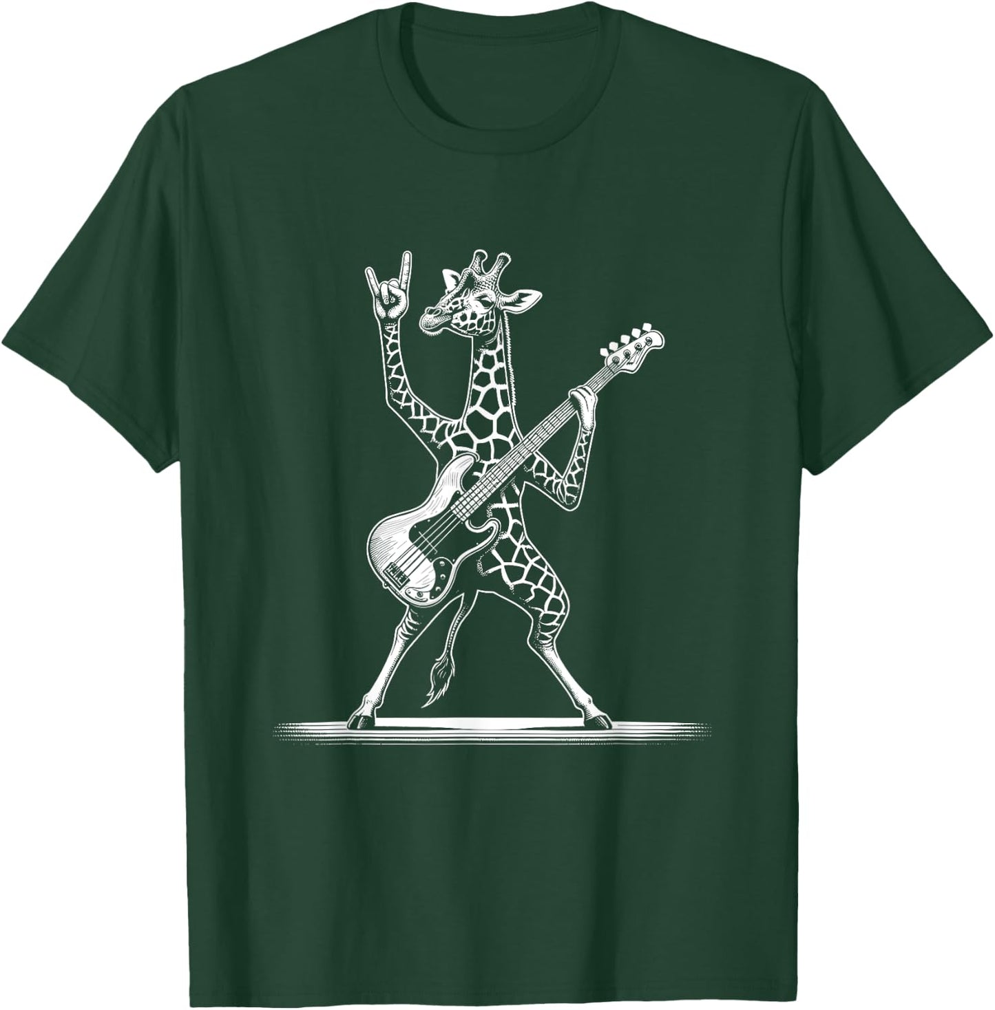 Rock n Roll Giraffe Playing Guitar Funny Giraffe T-Shirt - T-Shirt | Forest