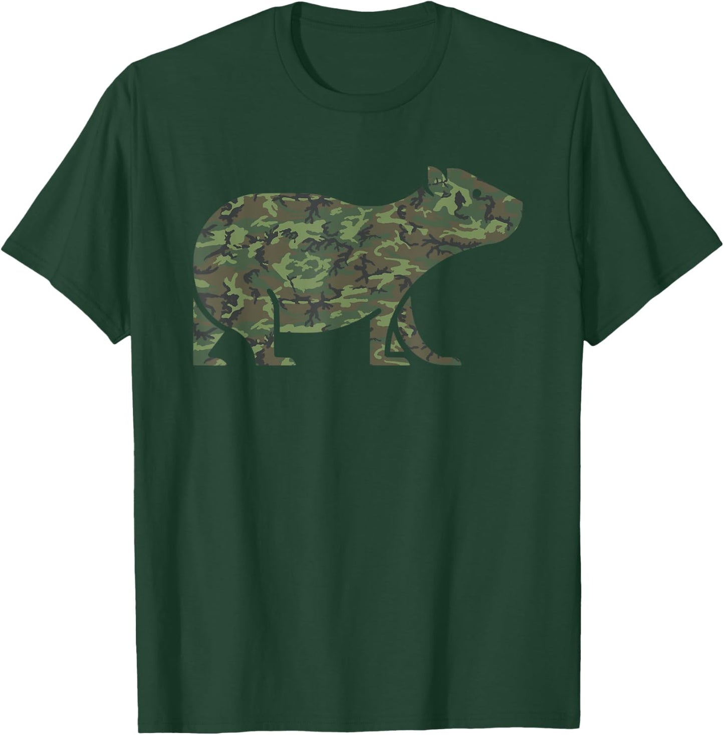 Military Capybara Camo Print US Mammal Veteran Men Gift T-Shirt - T-Shirt | Forest