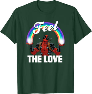 Marvel Deadpool Feel The Love , Black T-Shirt - T-Shirt | Forest