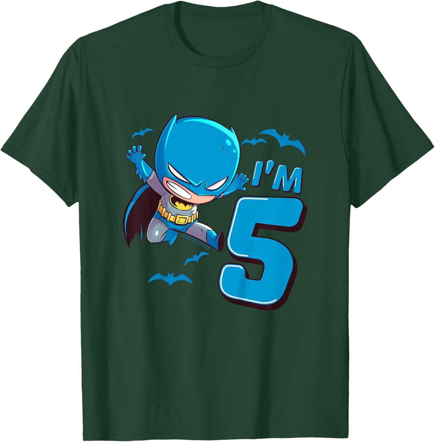 Kids Batman 5th Birthday Cute I'm 5 T-Shirt - T-Shirt | Forest