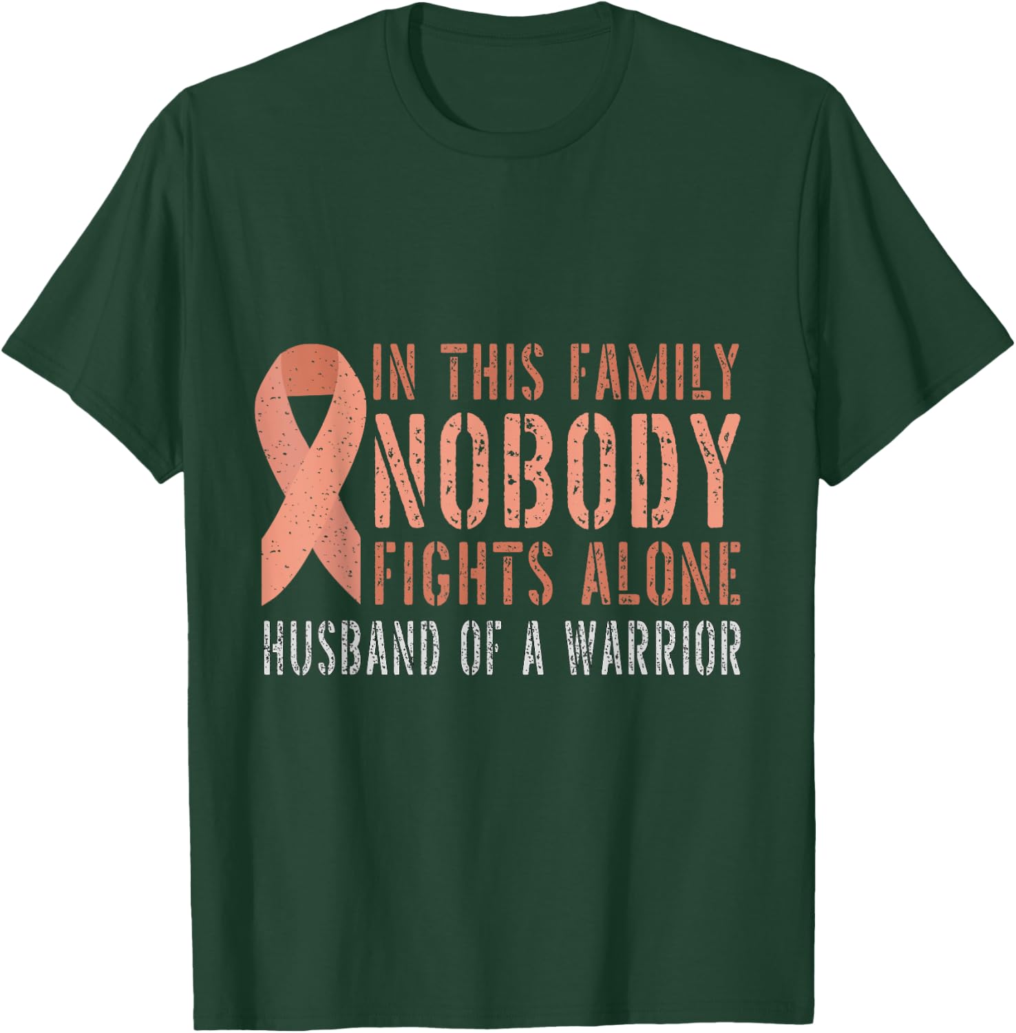 Husband of a Warrior Family Matching Uterine Cancer T-Shirt - T-Shirt | Forest