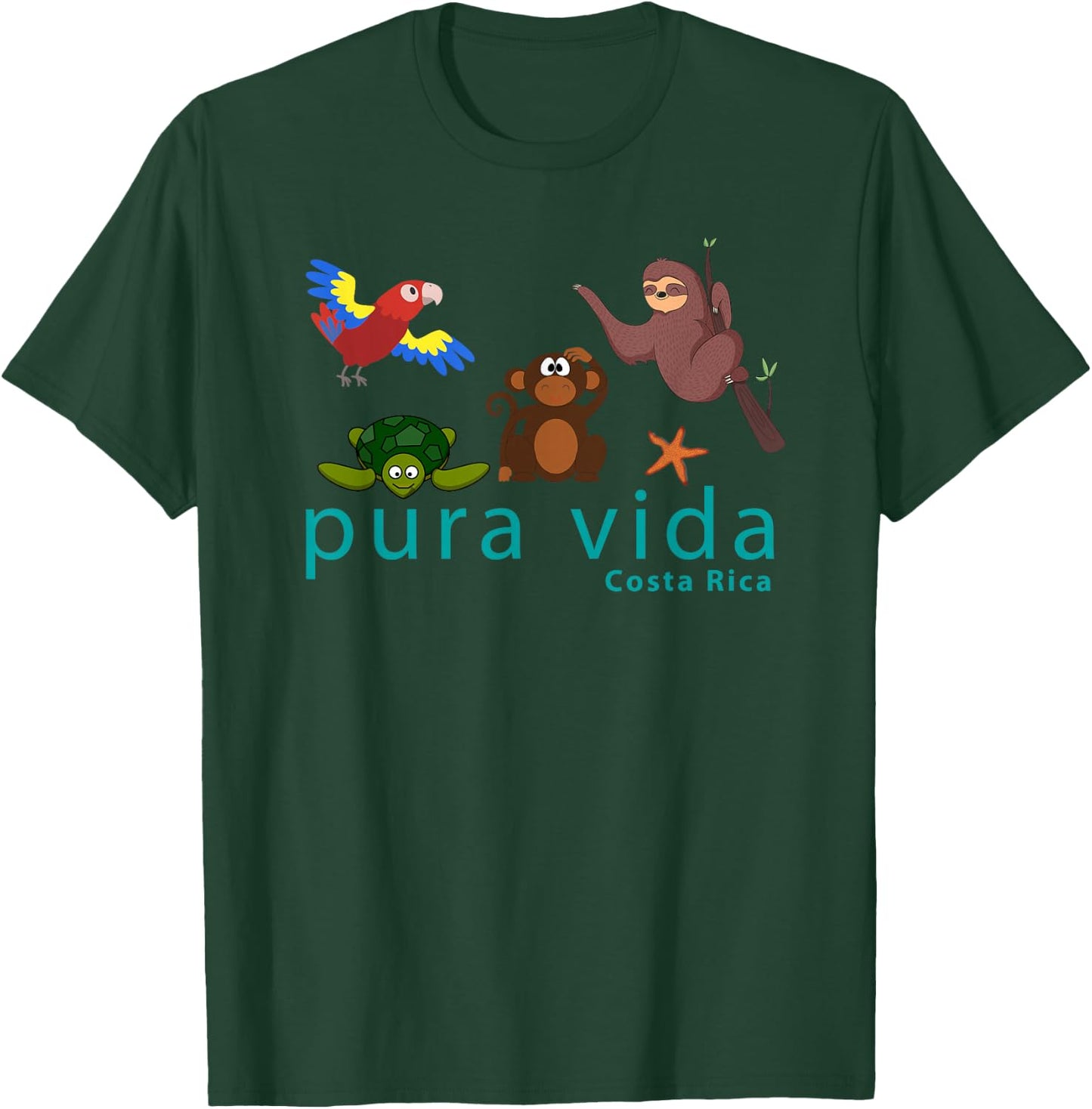 Costa Rica Pura Vida Animals Shirt T-Shirt - T-Shirt | Forest
