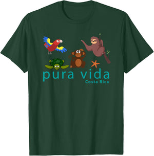 Costa Rica Pura Vida Animals Shirt T-Shirt - T-Shirt | Forest