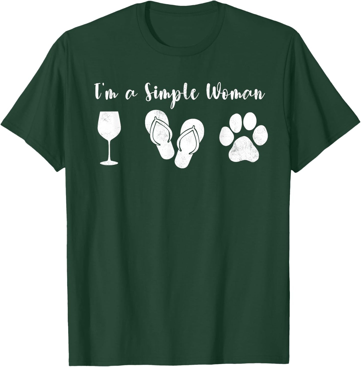 I'm Simple Woman Dogs & Wine Sun Lover Funny Dog Joke T-Shirt - T-Shirt | Forest