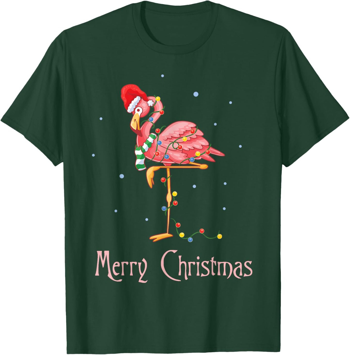 Merry Christmas Pink Flamingo Cute Xmas Costume T-Shirt - T-Shirt | Forest