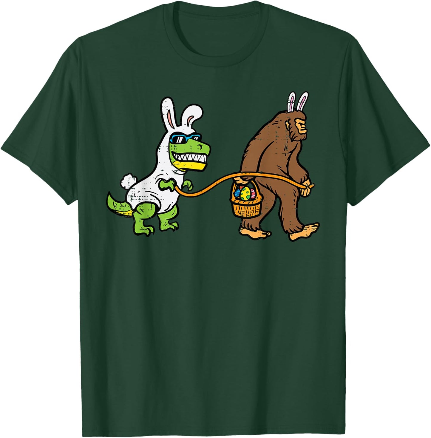 Easter Bunny Dino Bigfoot Sasquatch Trex Men Boys Kids Youth T-Shirt - T-Shirt | Forest