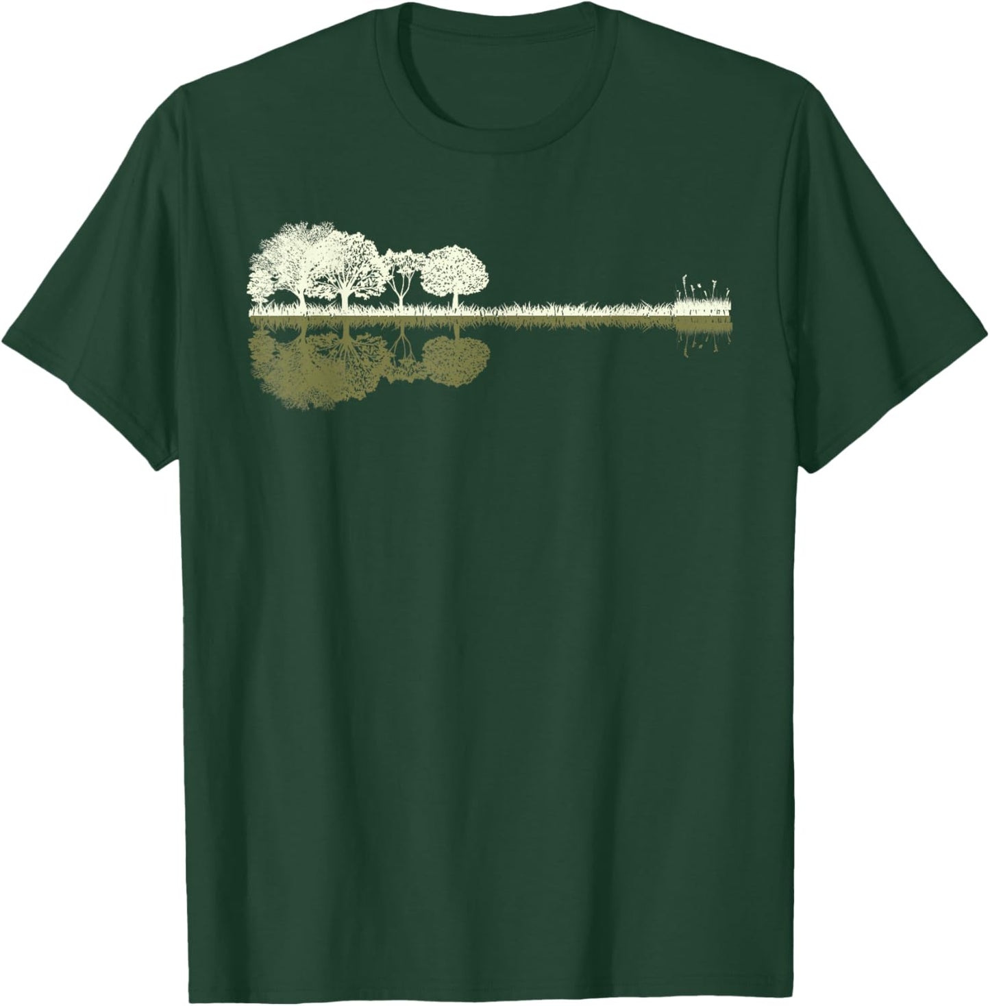 Nature Guitar - Musician - Rock - Acoustic Guitar Forest , Black T-Shirt - T-Shirt | Forest