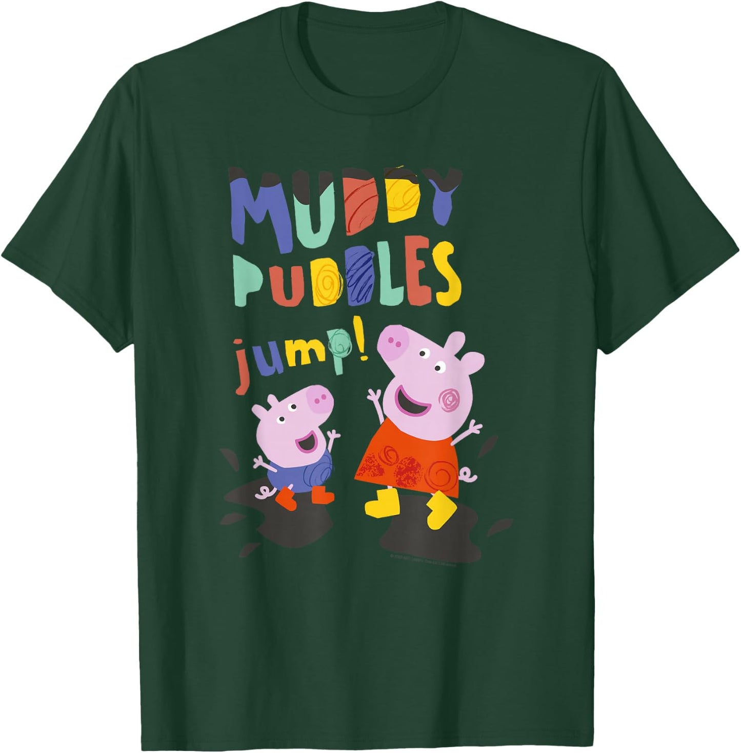 Peppa Pig Muddy Puddles Jump! Peppa & George Having Fun T-Shirt - T-Shirt | Forest