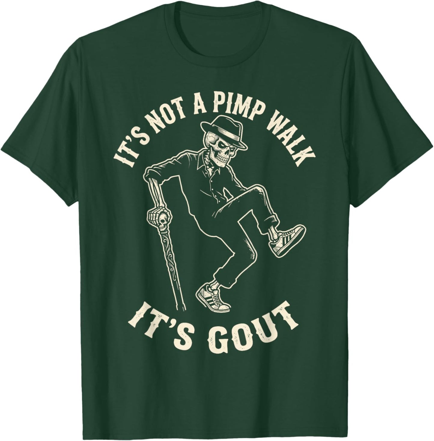 Funny Gout Skeleton Cane Streetwear Art T-Shirt - T-Shirt | Forest