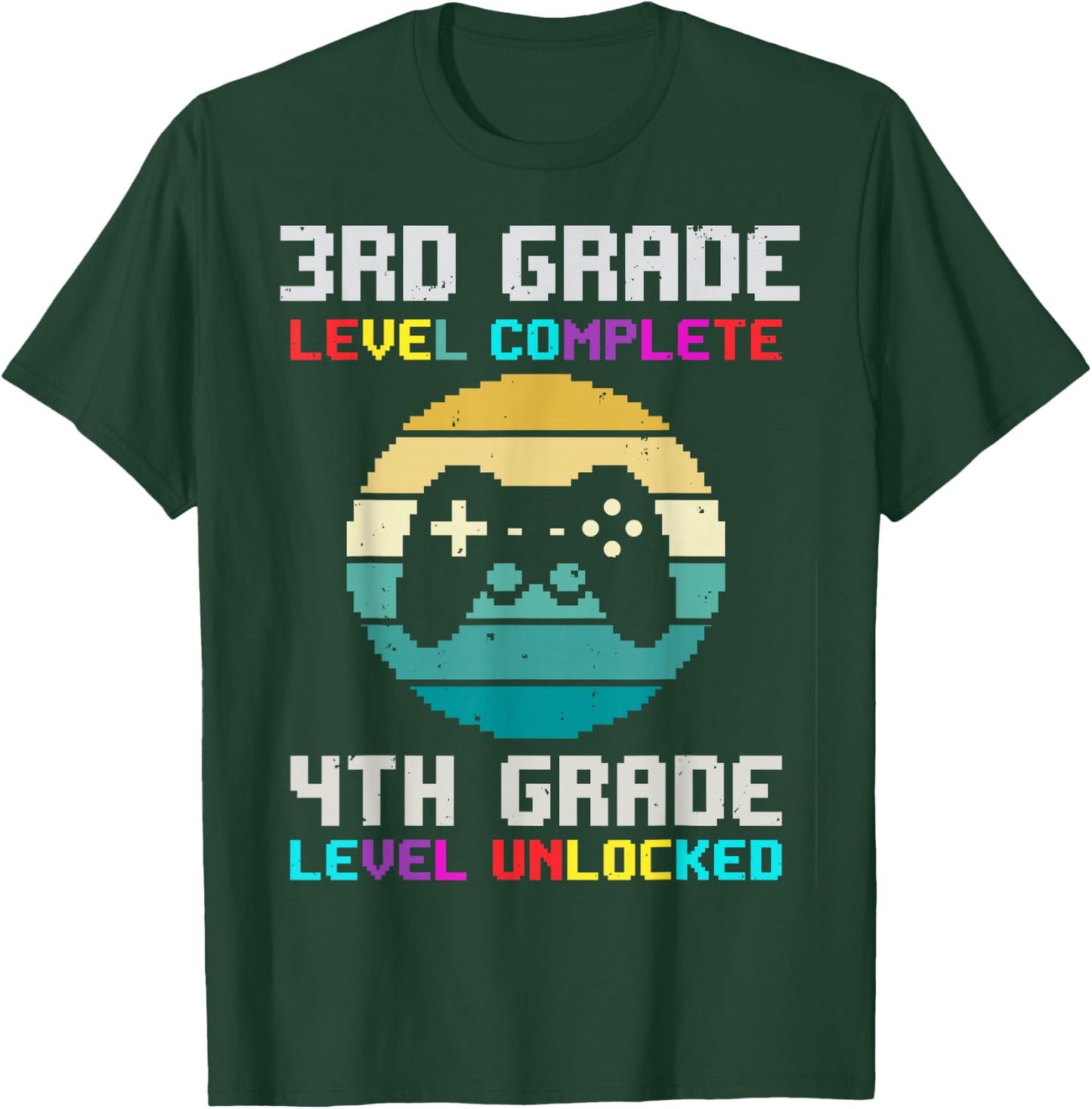3rd Grade Level Complete 4th Unlocked Back School Video Game T-Shirt - T-Shirt | Forest