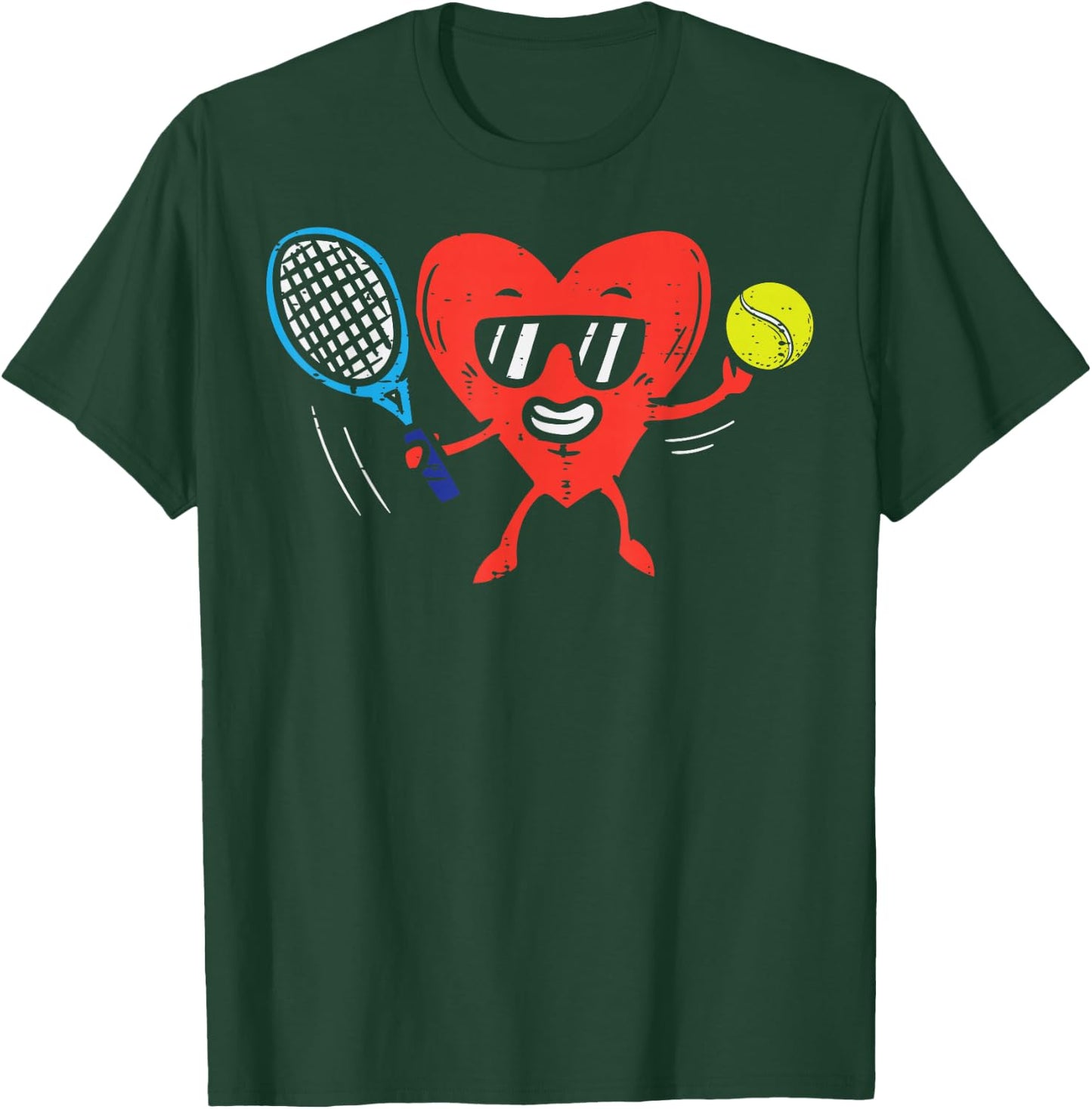 Heart Playing Tennis Cute Valentines Day Love Sports Player T-Shirt - T-Shirt | Forest