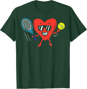 Heart Playing Tennis Cute Valentines Day Love Sports Player T-Shirt - T-Shirt | Forest