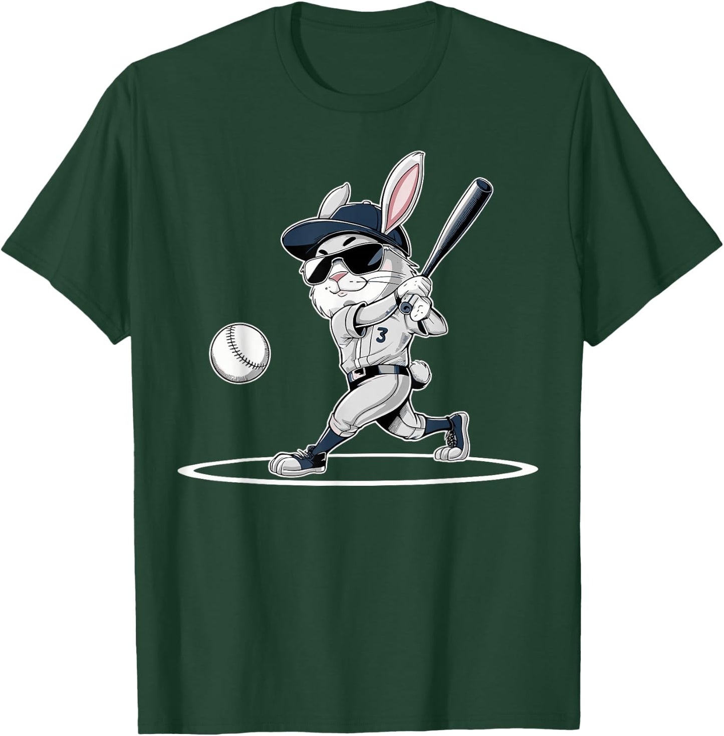 Happy Easter Bunny Playing Baseball Easter Sport Boys Player T-Shirt - T-Shirt | Forest