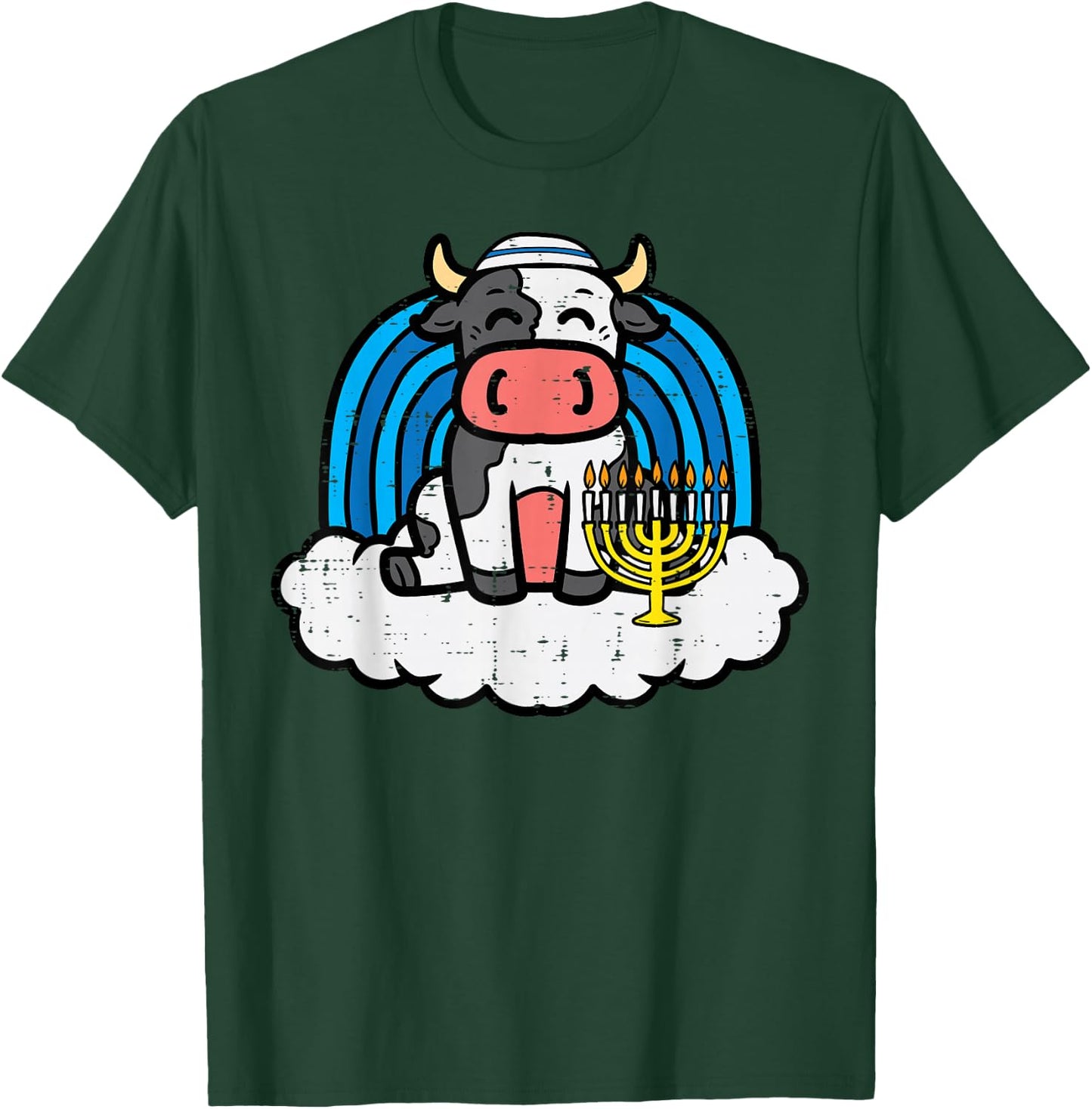 Hanukkah Cow Rainbow Chanukah Jewish Boys Girls Kid Toddler T-Shirt - T-Shirt | Forest