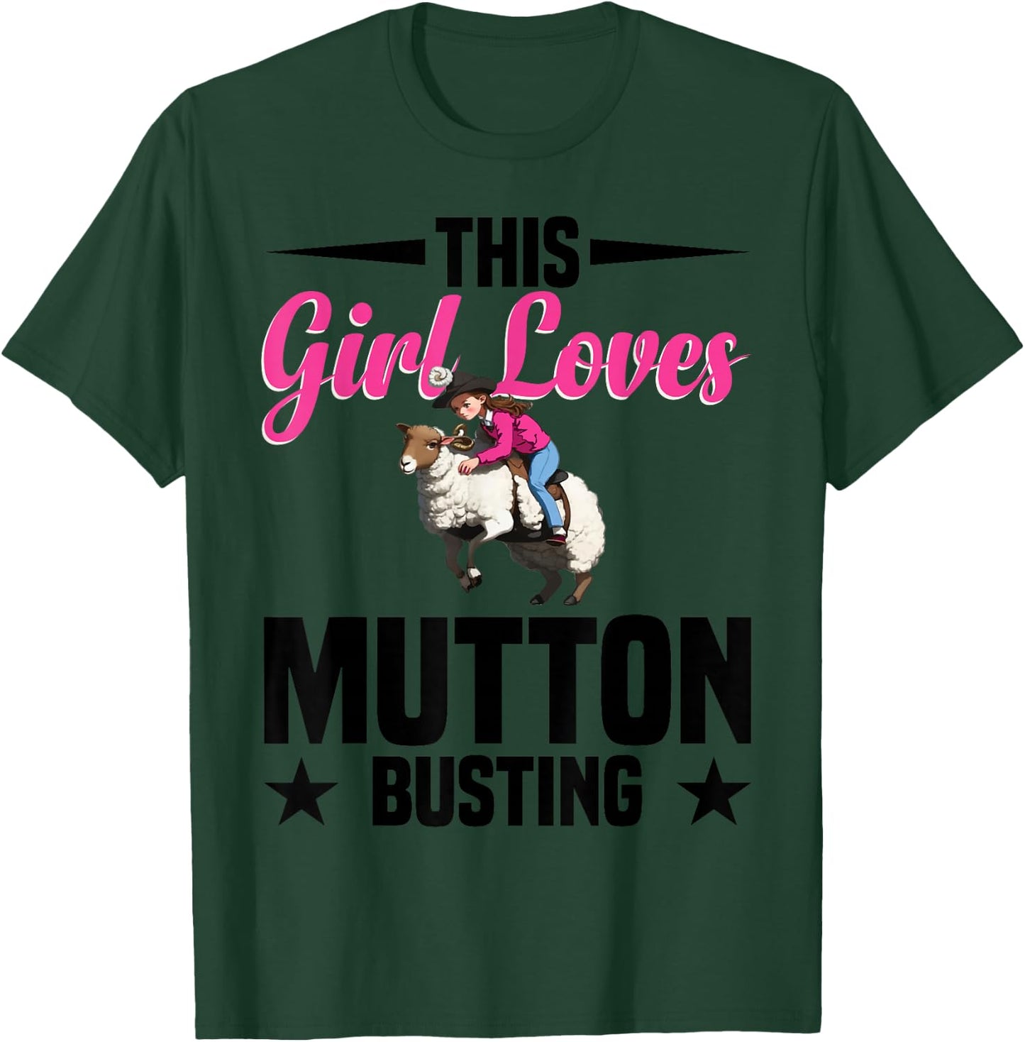 Mutton Busting Vest Rodeo for Girls Mutton Buster T-Shirt - T-Shirt | Forest