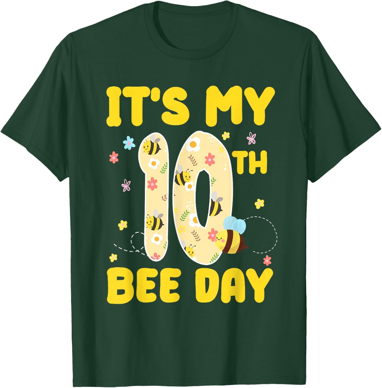 Kids It's My 10th Bee Day 10 Years Old Birthday Bee Party T-Shirt - T-Shirt | Forest