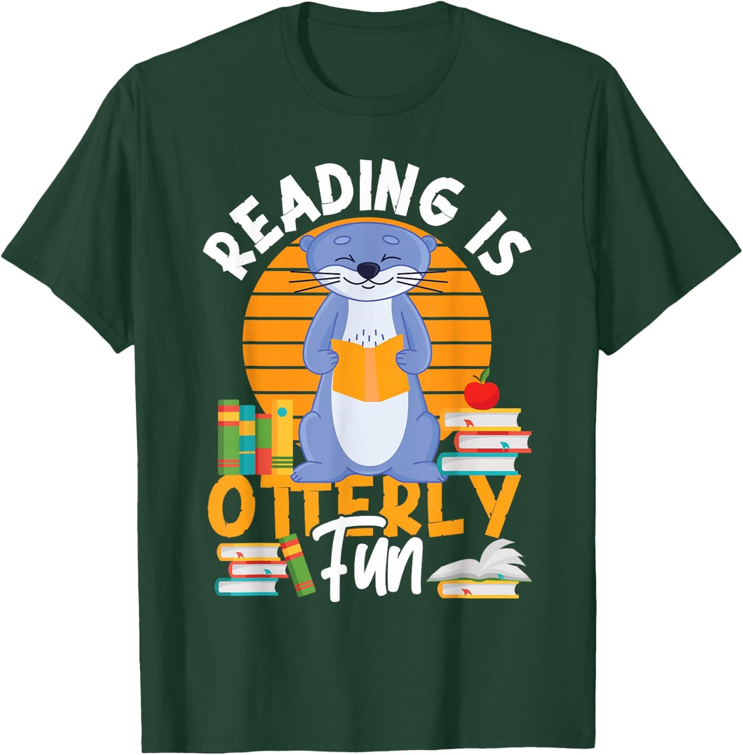 Otter Reading Teacher Literature Book Pun Reading Is Otterly T-Shirt - T-Shirt | Forest