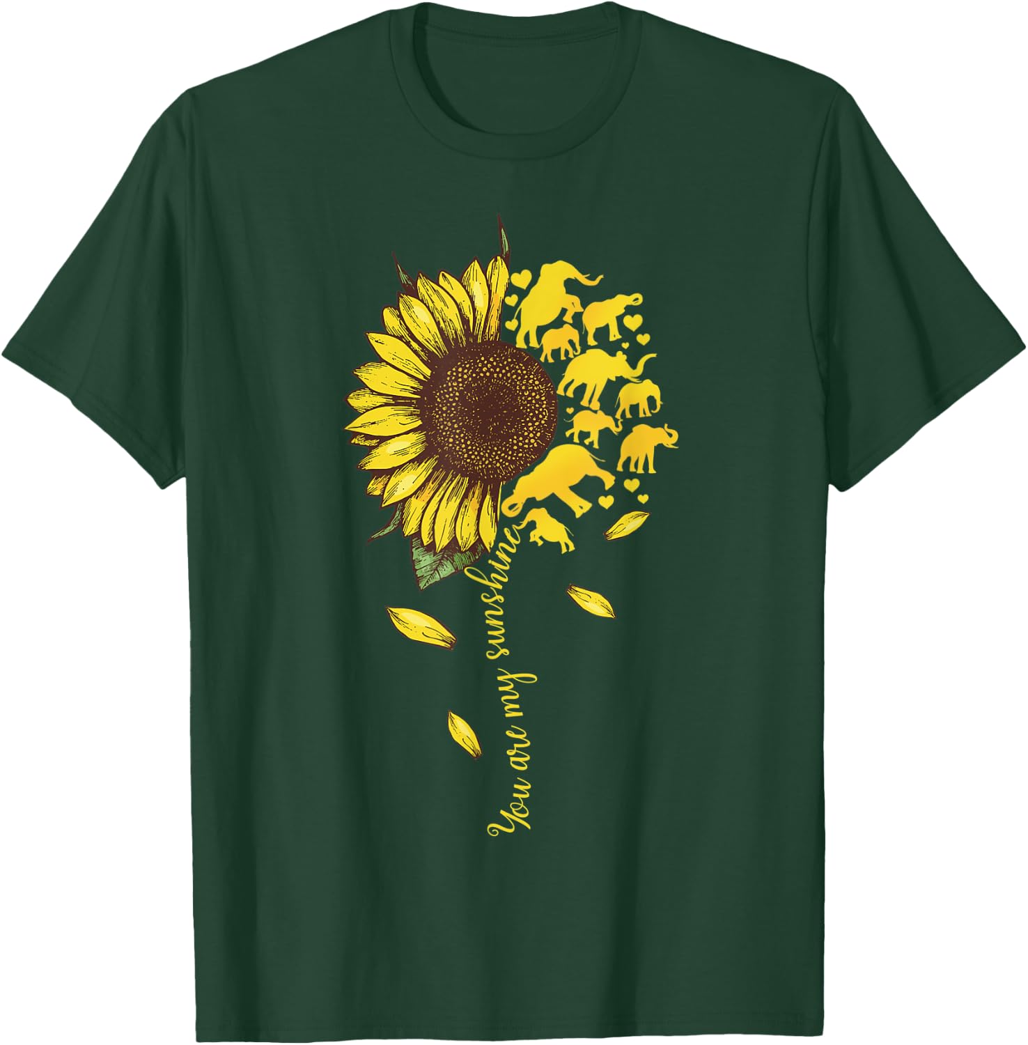 My Sunshine Elephant Sunflower Funny Gifts Men Women Girls T-Shirt - T-Shirt | Forest