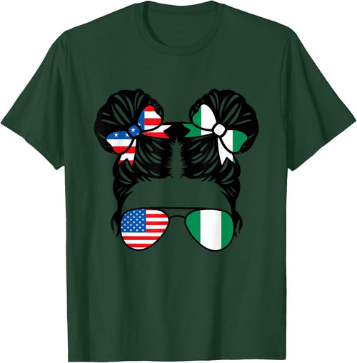 Half American Half Nigerian Girl USA Nigeria Flag Patriot