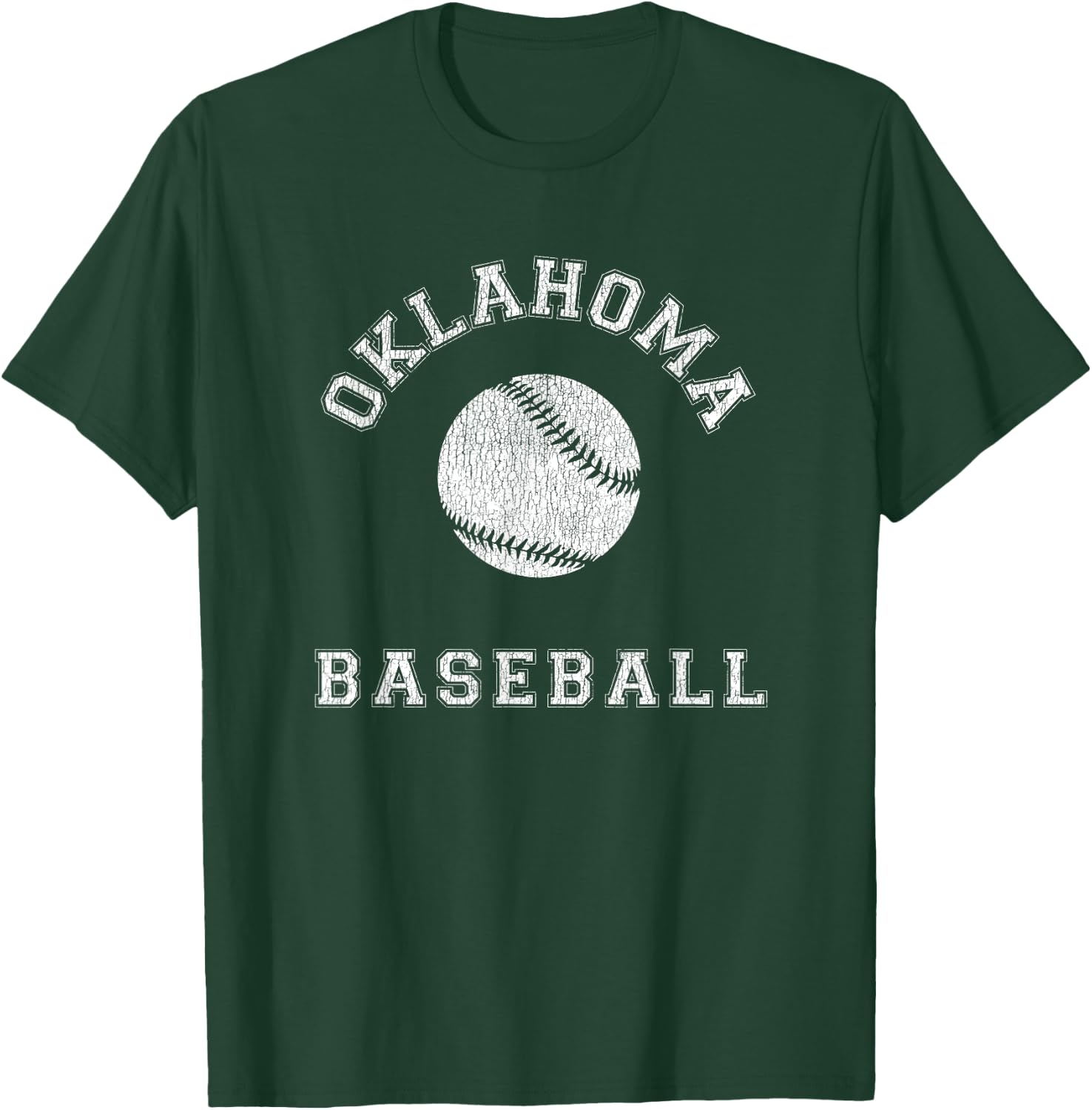 Oklahoma Baseball Distressed Retro Classic T-Shirt - T-Shirt | Forest