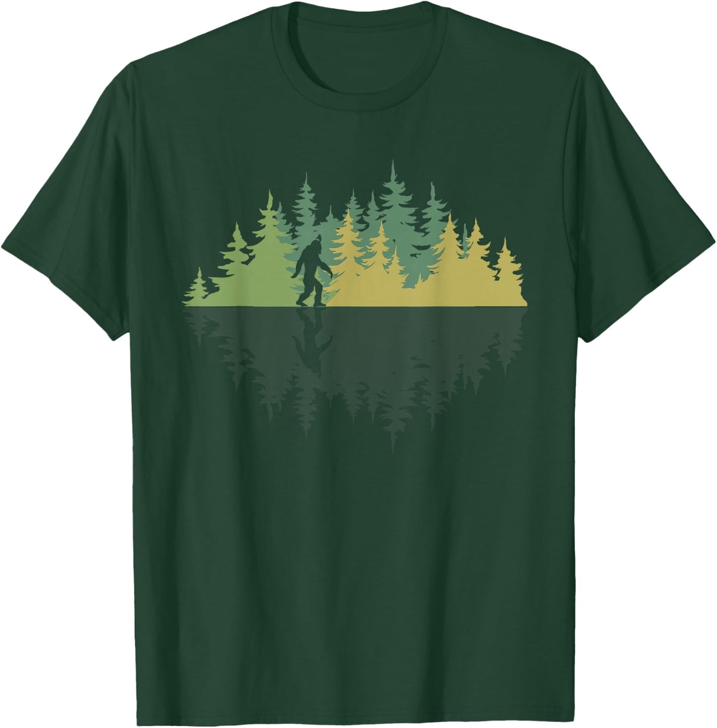 Reflection Forest Trees Sasquatch Conspiracy Yeti Bigfoot T-Shirt - T-Shirt | Forest