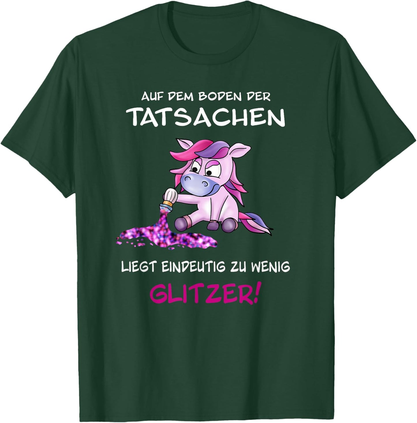 Cute unicorn sprinkles glitter with funny saying , black, s T-Shirt - T-Shirt | Forest