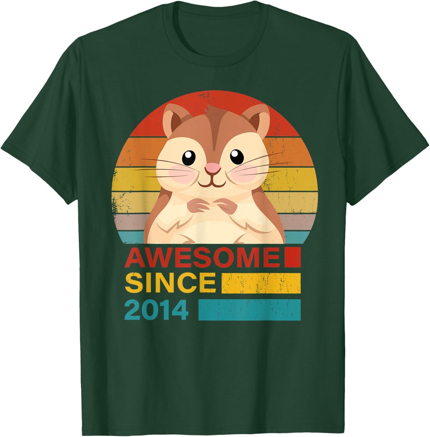 Hamster 2014 Birthday Funny Vintage Hamster Retro Sunset Dad T-Shirt - T-Shirt | Forest