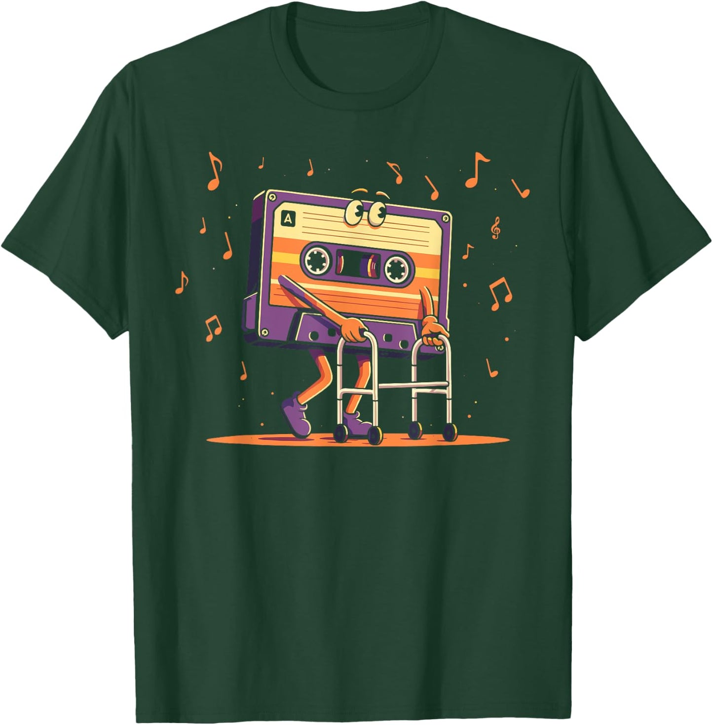 Colorful Cassette Tape with Walker Funny Music Lover T-Shirt - T-Shirt | Forest