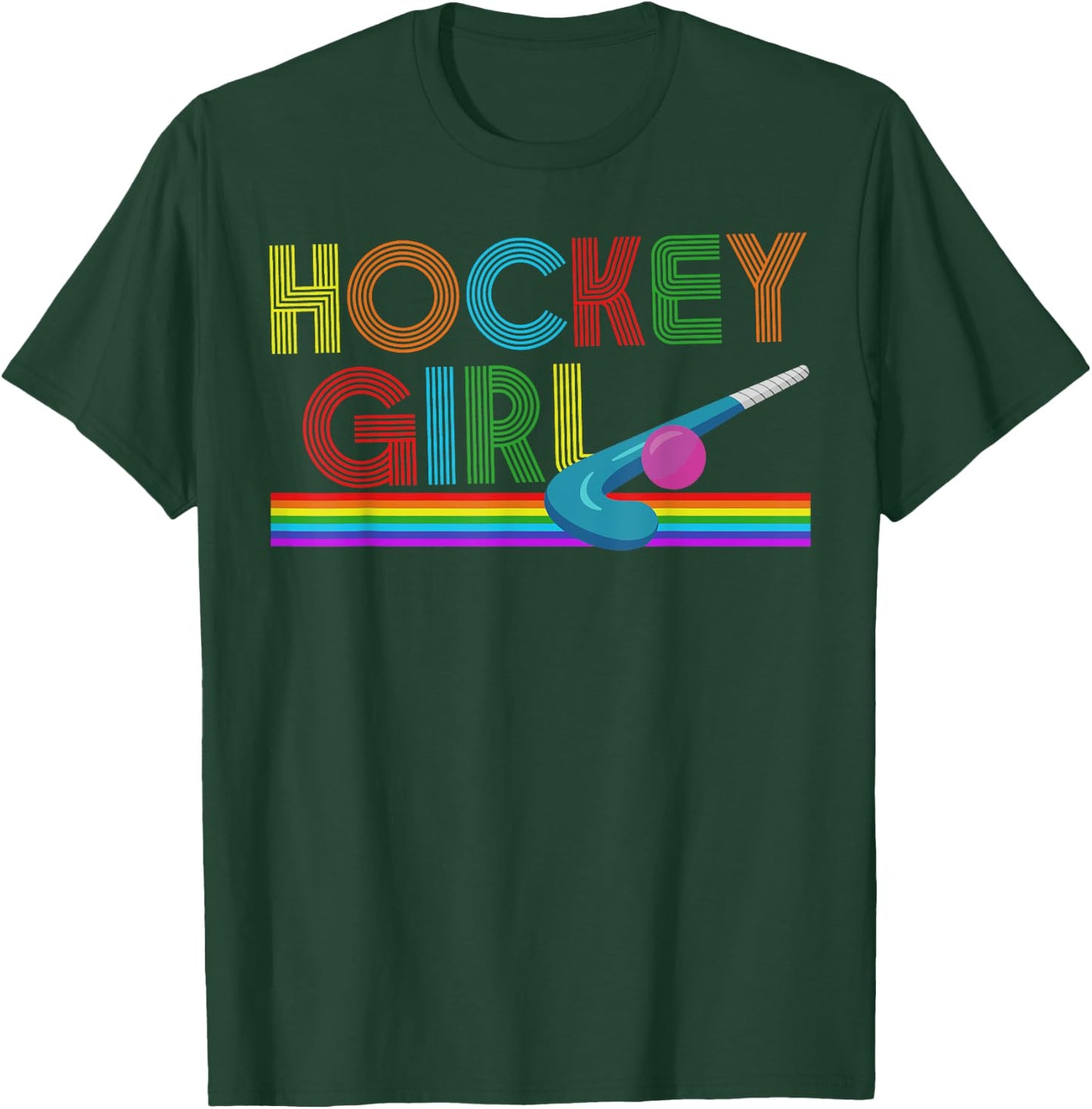 I Love Field Hockey Player HD0 Feldhockey Retro Hockey Girl , Damen, Mädchen, Kurzarm, , Schwarz, Multicolored, S T-Shirt - T-Shirt | Forest